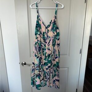 Tropical Print Sleeveless Dress